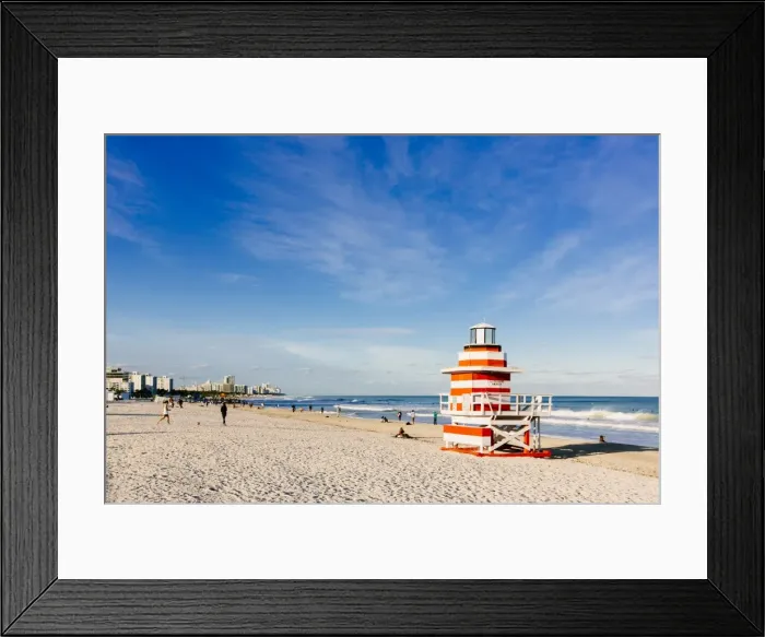 Framed Print : Lifeguard hut stylized as lighthouse in South Beach, Miami, Florida, USA Framed Print : Lifeguard hut stylized as lighthouse in South Beach, Miami, Florida, USA