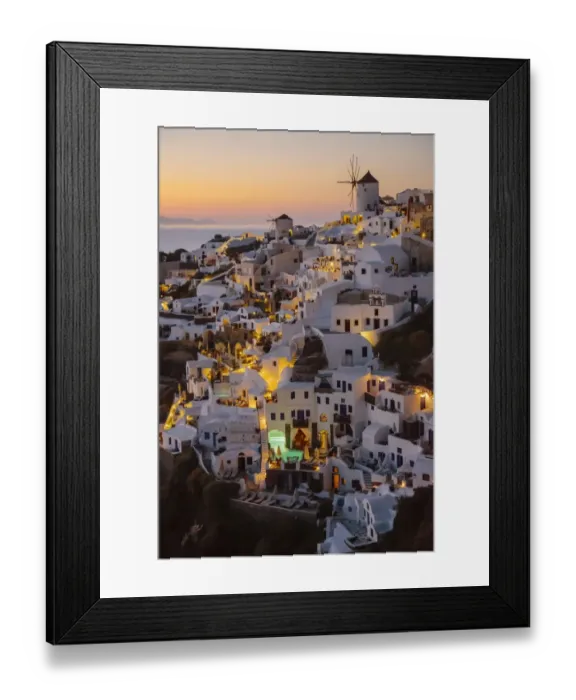 Framed Print : Sunset in Oia village, Santorini, Cyclades, Greece Framed Print : Sunset in Oia village, Santorini, Cyclades, Greece
