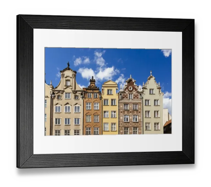 Framed Print : Historic merchant houses standing in a row at the Long Market in Gdansk, Poland Framed Print : Historic merchant houses standing in a row at the Long Market in Gdansk, Poland