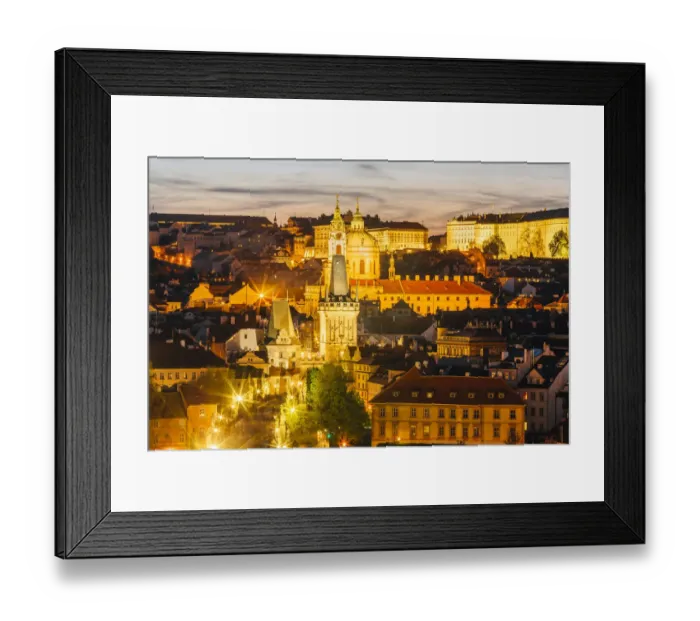 Framed Print : Illuminated Lesser town (Mala Strana) of Prague after the sunset, Czech Republic Framed Print : Illuminated Lesser town (Mala Strana) of Prague after the sunset, Czech Republic