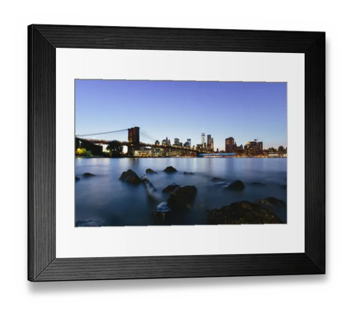 Framed Print : Manhattan skyline at dusk seen from Brooklyn, New York City, USA