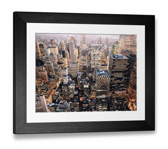 Framed Print : Illuminated Manhattan seen from above after sunset Framed Print : Illuminated Manhattan seen from above after sunset