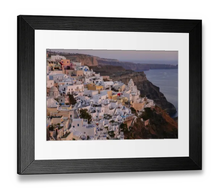 Framed Print : Fira - capital of Santorini - at dusk, Greece Framed Print : Fira - capital of Santorini - at dusk, Greece