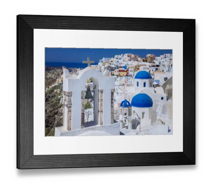 Framed Print : Oia village townscape, Santorini, Cyclades, Greece