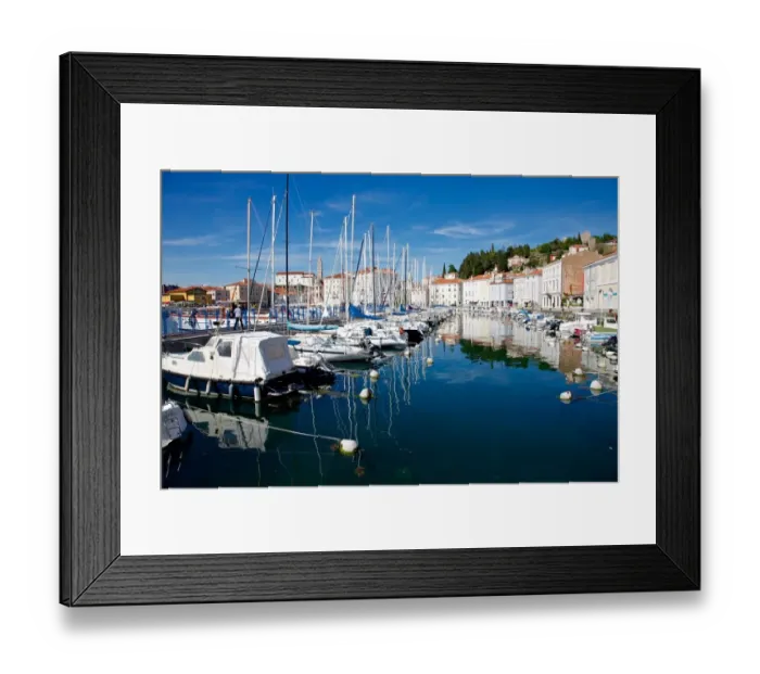 Framed Print : Harbour with boats, Piran, Adriatic Sea, Slovenia