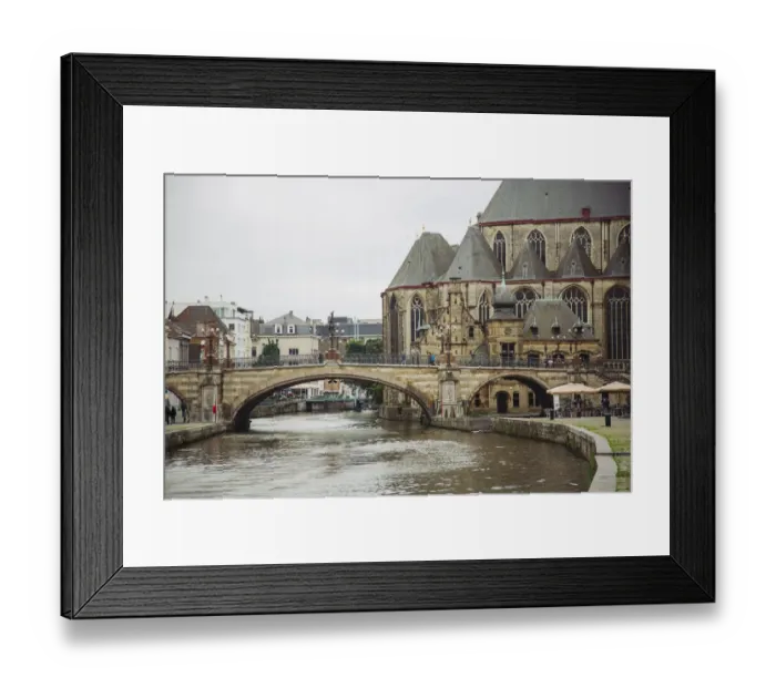Framed Print : Church at waterfront in Ghent, Belgium Framed Print : Church at waterfront in Ghent, Belgium