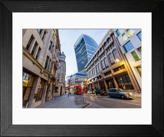 Framed Print : Mix of old and new architecture in the financial district of London, The United kingdom Framed Print : Mix of old and new architecture in the financial district of London, The United kingdom