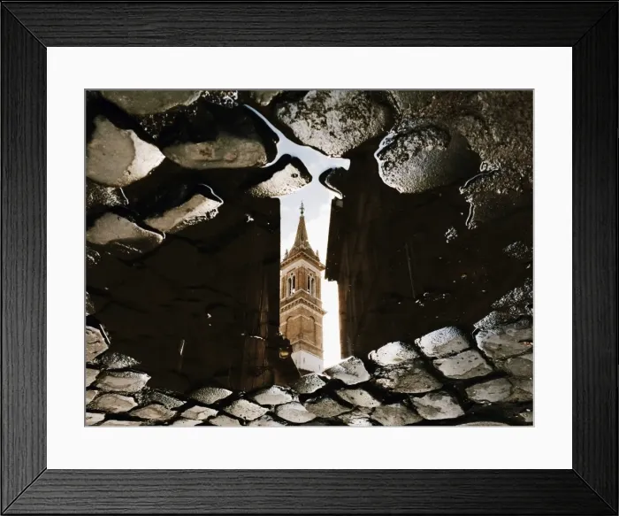 Framed Print : Reflection of the church in puddle, Rome, Italy Framed Print : Reflection of the church in puddle, Rome, Italy