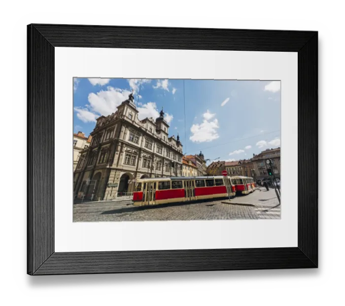 Framed Print : Classic red tram on the streets of Lesser town (Mala Strana) in Prague, Czech Republic Framed Print : Classic red tram on the streets of Lesser town (Mala Strana) in Prague, Czech Republic