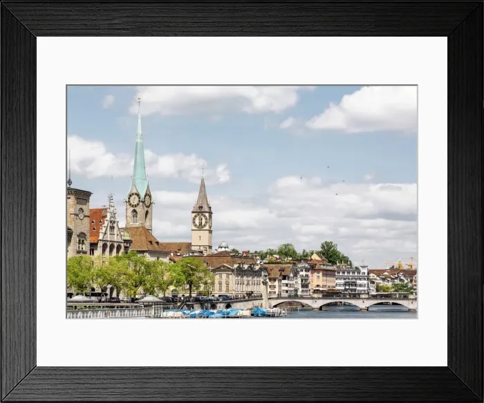 Framed Print : Cityscape of Zurich, capital city of Switzerland Framed Print : Cityscape of Zurich, capital city of Switzerland
