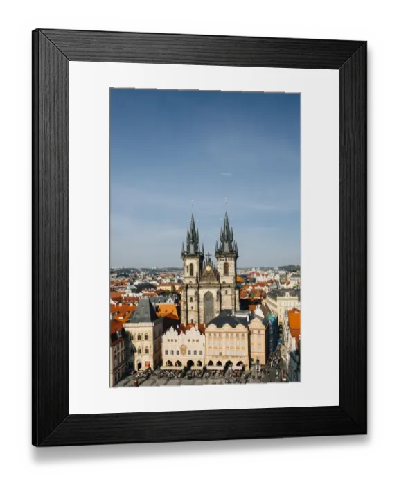 Framed Print : Tyn Church and Old Town Square seen from above, Prague, Czech Republic Framed Print : Tyn Church and Old Town Square seen from above, Prague, Czech Republic