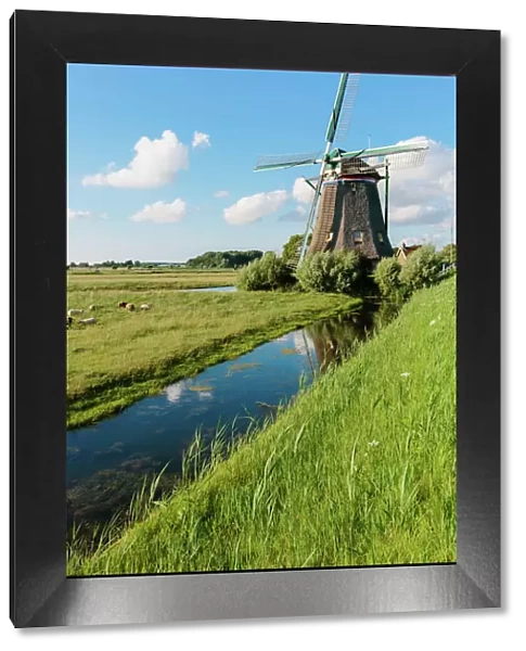 Traditional Dutch windmill near Msland, Holland, Netherlands