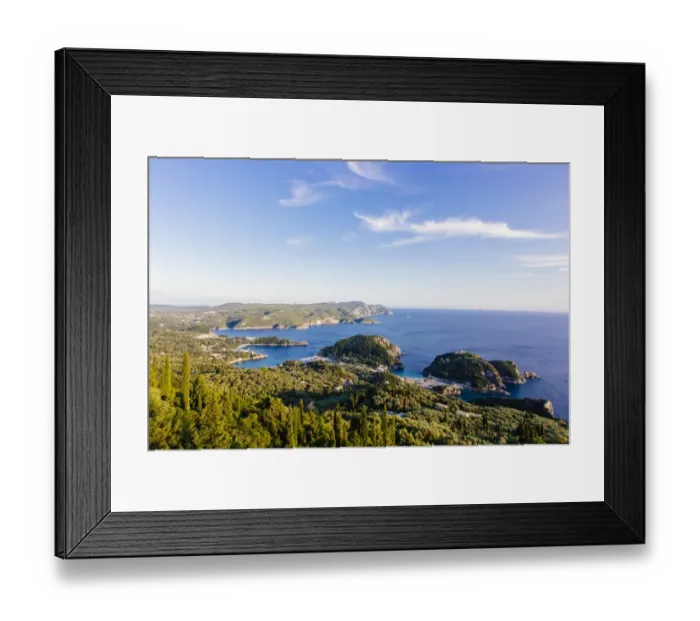 Framed Print : High angle view of Corfu island sea shore, Ionian Islands, Greece Framed Print : High angle view of Corfu island sea shore, Ionian Islands, Greece