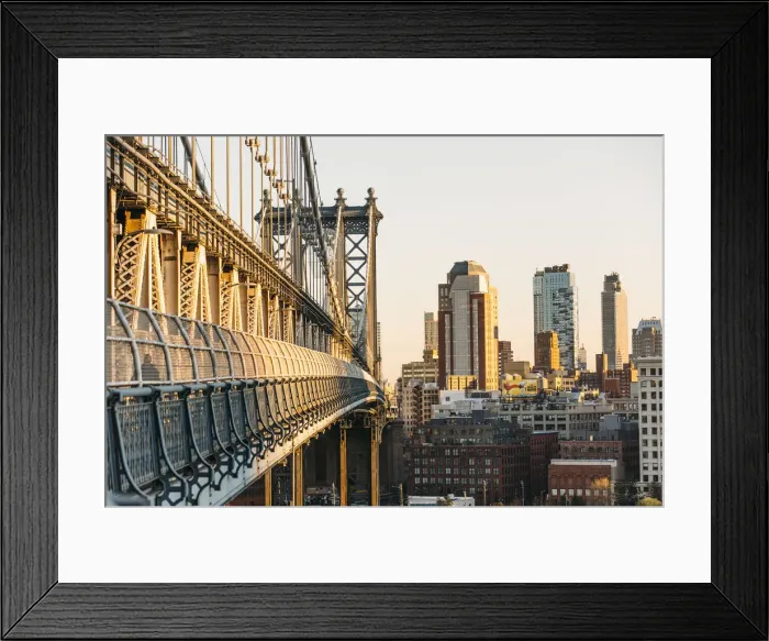 Framed Print : Manhattan bridge and Brooklyn at sunset, New York Framed Print : Manhattan bridge and Brooklyn at sunset, New York