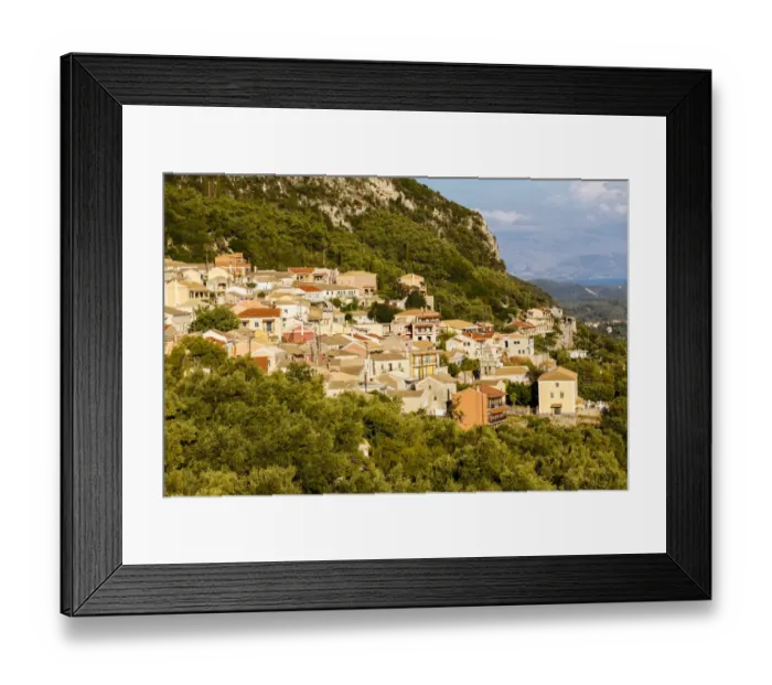 Framed Print : Lakones village on Corfu island, Ionians, Greece Framed Print : Lakones village on Corfu island, Ionians, Greece