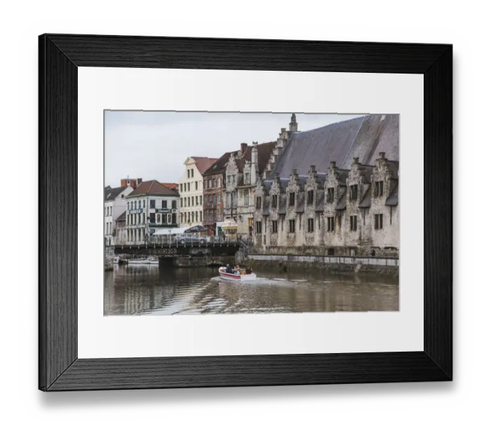 Framed Print : Boat on the canal in Ghent Framed Print : Boat on the canal in Ghent