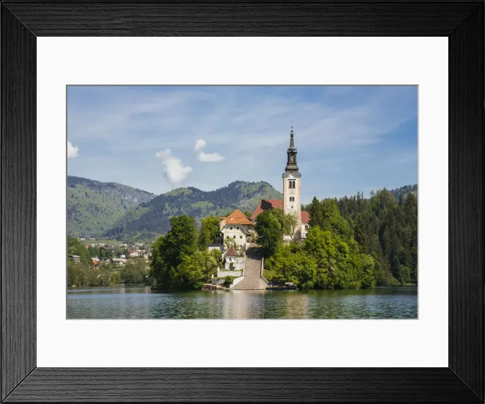 Framed Print : St. Marys church on Bled lake, Slovenia Framed Print : St. Marys church on Bled lake, Slovenia