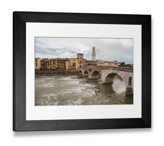 Framed Print : Ponte Pietra bridge over Adige river in Verona Framed Print : Ponte Pietra bridge over Adige river in Verona