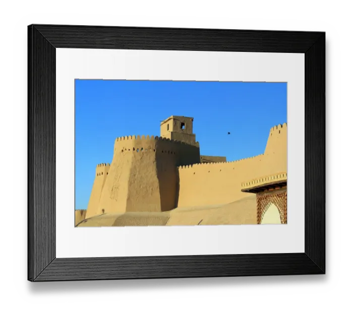 Framed Print : The walls and fortified walltowers of Khiva, Uzbekistan
