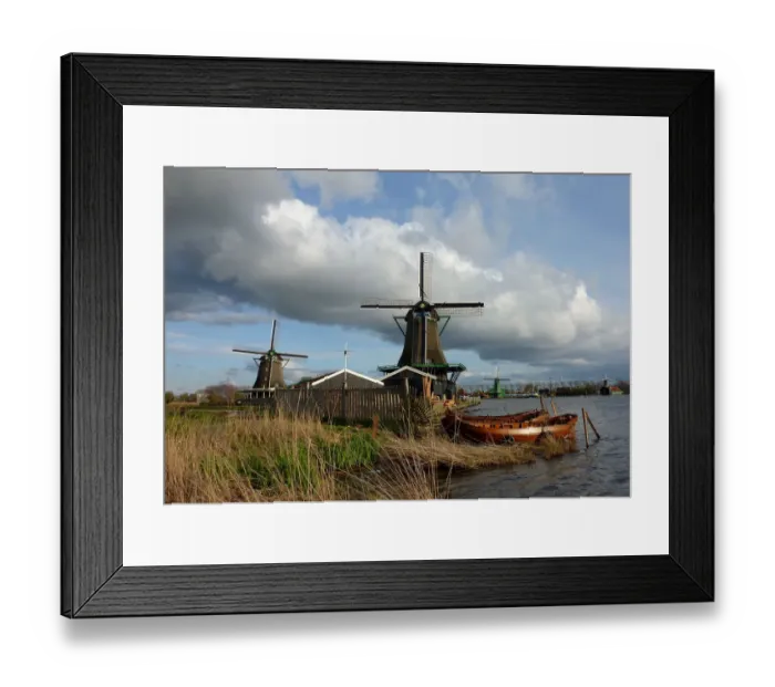 Framed Print : Windmills along the river in Zaanse Schans Framed Print : Windmills along the river in Zaanse Schans