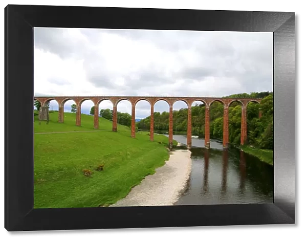 The nineteenth century arched Leaderfoot Viaduct over the River Tweed in the Scottish Borders, Scotland
