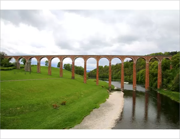 The nineteenth century arched Leaderfoot Viaduct over the River Tweed in the Scottish Borders, Scotland