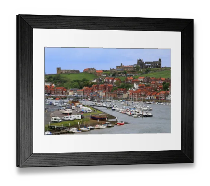 Framed Print : Harbour, abbey and St. Marys church, Whitby, Yorkshire, England, UK, Europe Framed Print : Harbour, abbey and St. Marys church, Whitby, Yorkshire, England, UK, Europe