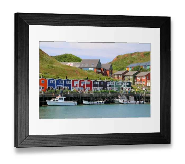 Framed Print : Huts, shops, houses, boats on Helgoland, Germany Framed Print : Huts, shops, houses, boats on Helgoland, Germany