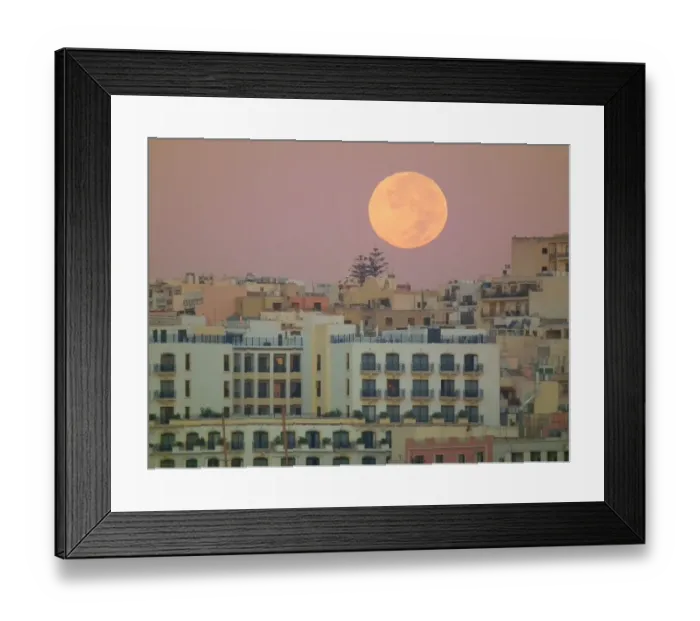 Framed Print : Full moon over Gzira, between Valletta and Sliema Framed Print : Full moon over Gzira, between Valletta and Sliema