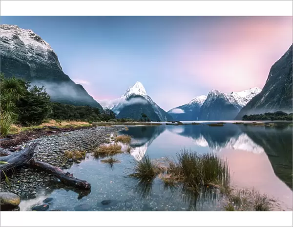 Awesome sunrise at Milford Sound, New Zealand