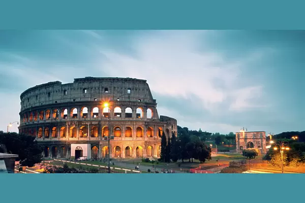 Panoramic of the Colosseum at night