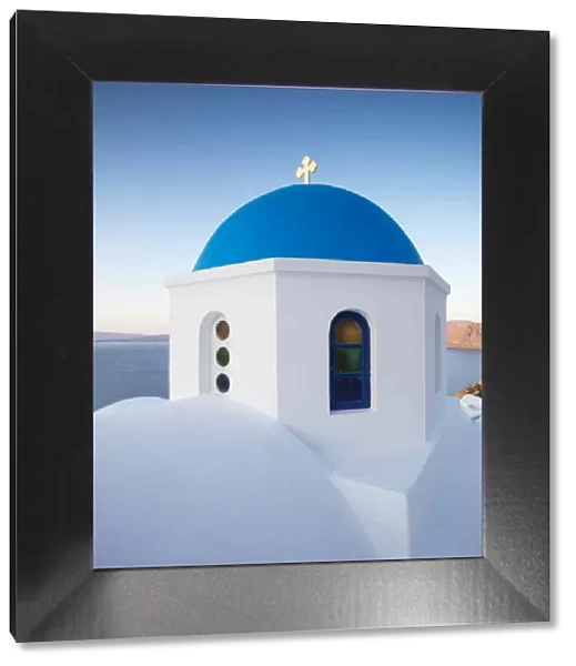 Blue domed church in Oia, Santorini, Greece