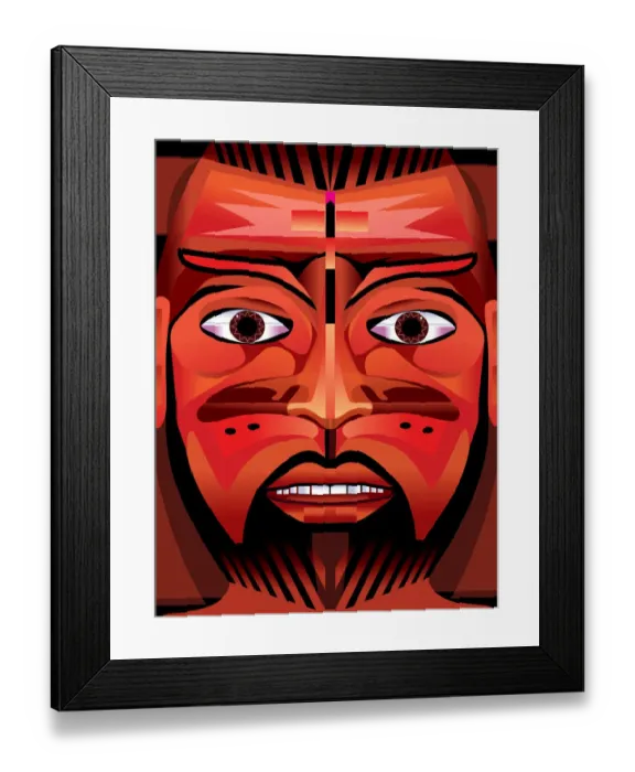 Framed Print : Portrait of Mexican Man Illustration Framed Print : Portrait of Mexican Man Illustration