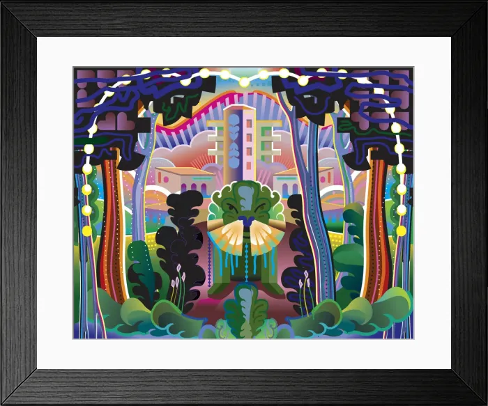 Framed Print : Fantasy forest and buildings landscape Framed Print : Fantasy forest and buildings landscape