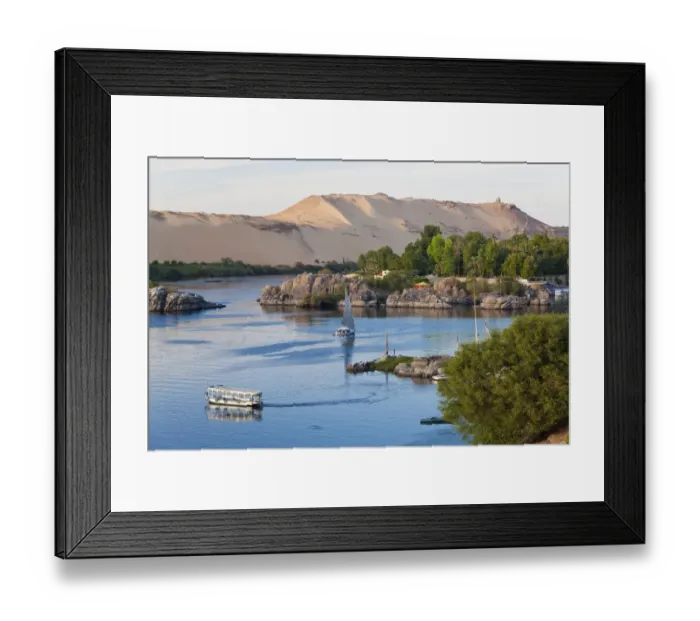 Framed Print : Felucca Sailboats on River Nile, Aswan, Egypt Framed Print : Felucca Sailboats on River Nile, Aswan, Egypt