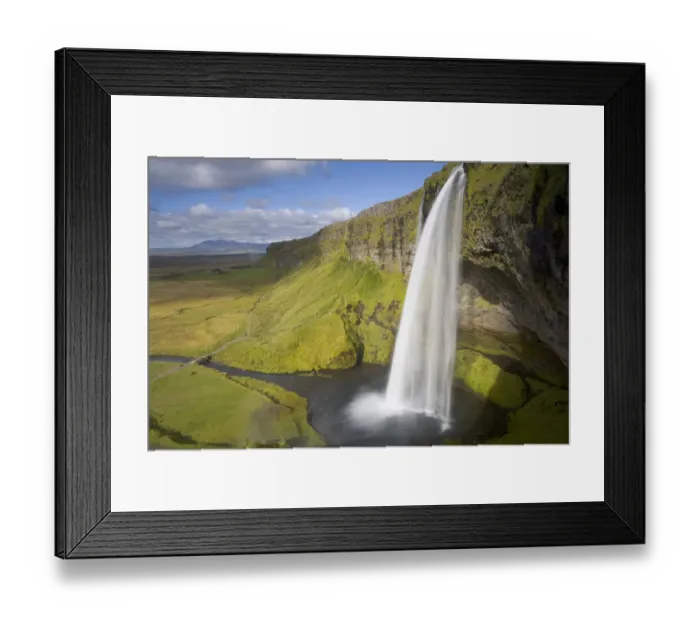 Framed Print : Iceland, Seljalandsfoss, waterfall, elevated view Framed Print : Iceland, Seljalandsfoss, waterfall, elevated view