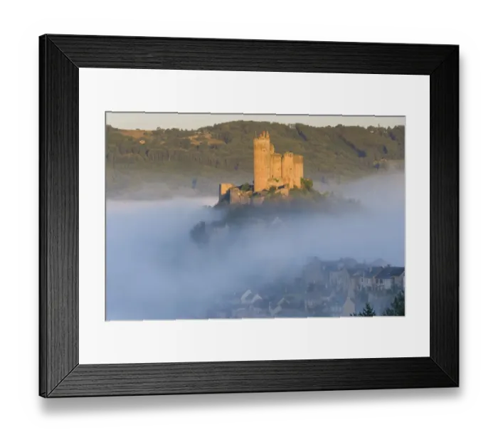 Framed Print : Misty Fortress Royale de Najac Framed Print : Misty Fortress Royale de Najac