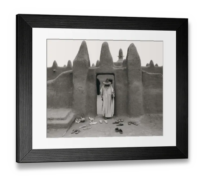 Framed Print : Mali, Sennissa, man leaving mud mosque Framed Print : Mali, Sennissa, man leaving mud mosque