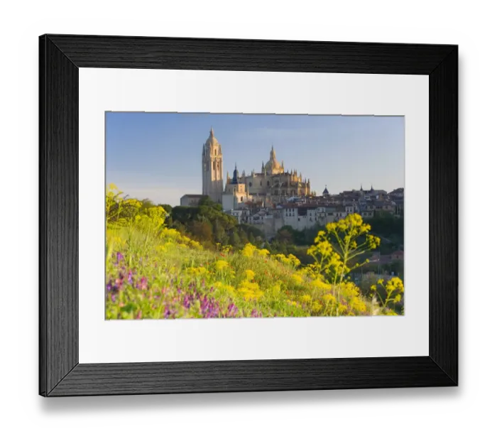 Framed Print : Spain, Segovia, Segovia Cathedral, field in foreground Framed Print : Spain, Segovia, Segovia Cathedral, field in foreground