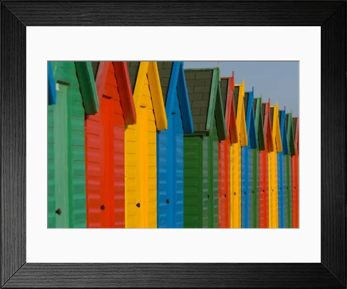 Framed Print : Row of multi-coloured beach huts Framed Print : Row of multi-coloured beach huts