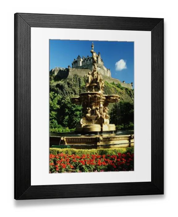 Framed Print : Scotland, Lothian, Edinburgh, Ross Fountain and Edinburgh Castle Framed Print : Scotland, Lothian, Edinburgh, Ross Fountain and Edinburgh Castle