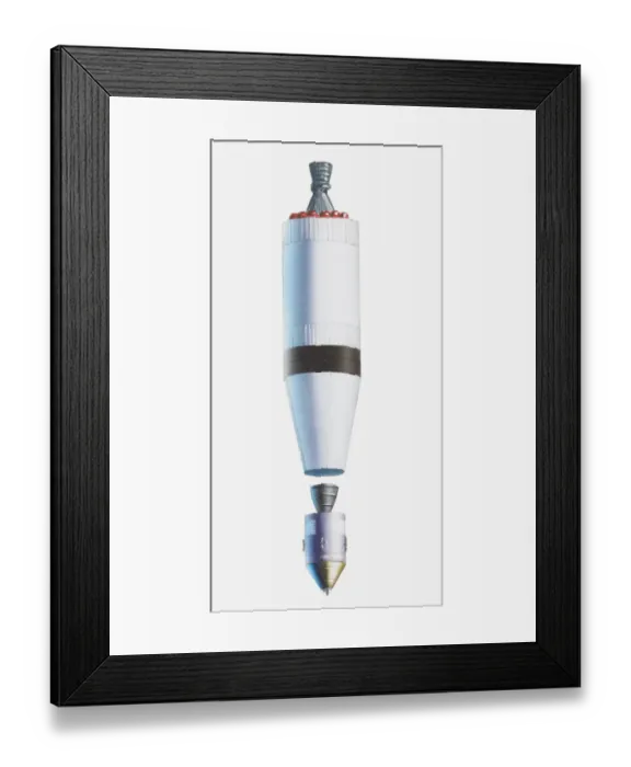 Framed Print : Illustration of command module and service module separating from rocket Framed Print : Illustration of command module and service module separating from rocket