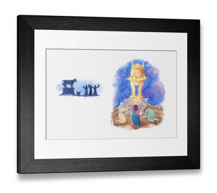 Framed Print : Illustration of a bible scene, 1 Kings 11, Solomon builds and worships statues instead of God Framed Print : Illustration of a bible scene, 1 Kings 11, Solomon builds and worships statues instead of God