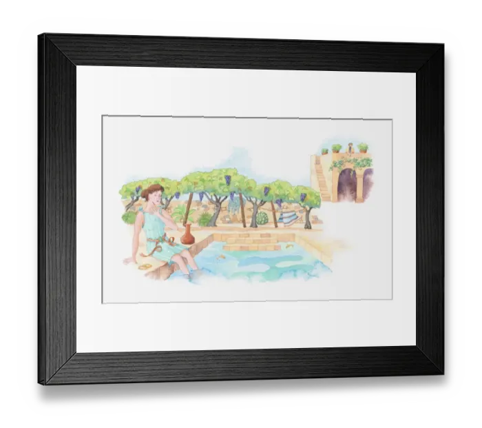 Framed Print : Illustration of a bible scene, 2 Samuel 11-12, King David commits adultery with Bathsheba and ensures her husband is killed in battle so that they may marry Framed Print : Illustration of a bible scene, 2 Samuel 11-12, King David commits adultery with Bathsheba and ensures her husband is killed in battle so that they may marry
