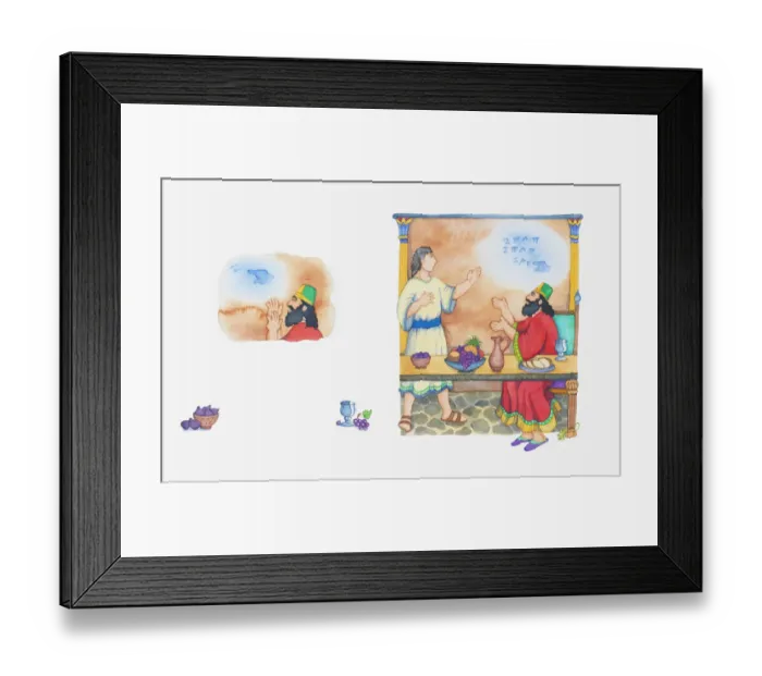 Framed Print : Illustration of a bible scene, Daniel 5, writing on the wall at King Belshazzars feast Framed Print : Illustration of a bible scene, Daniel 5, writing on the wall at King Belshazzars feast