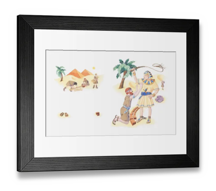 Framed Print : Illustration of a bible scene, Exodus 5, Gods people are slaves in Egypt and made to work harder for worshipping God Framed Print : Illustration of a bible scene, Exodus 5, Gods people are slaves in Egypt and made to work harder for worshipping God