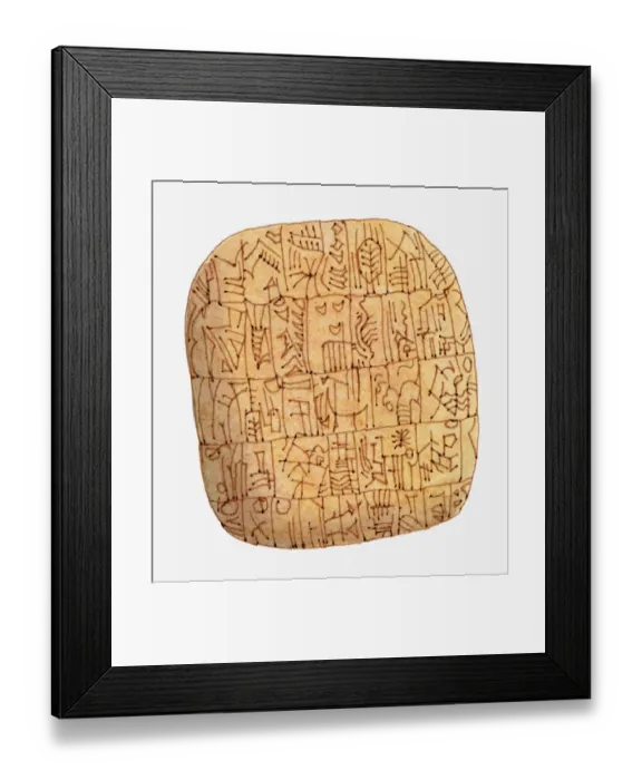Framed Print : Illustration of a tablet from Ur, Mesopotamia Framed Print : Illustration of a tablet from Ur, Mesopotamia