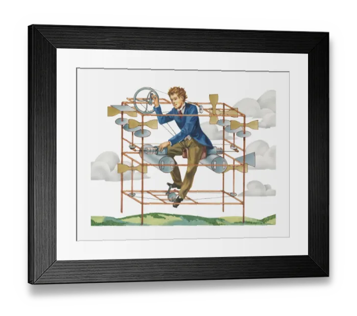 Framed Print : Illustration of Dr W Ayres pedal flying machine, 1885