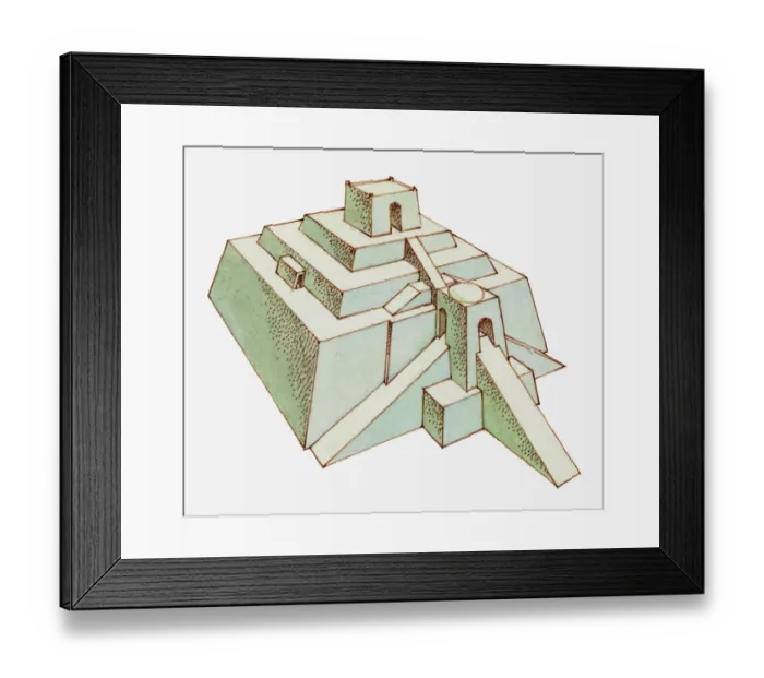 Framed Print : Illustration of Ziggurat, Ur, Mesopotamia Framed Print : Illustration of Ziggurat, Ur, Mesopotamia