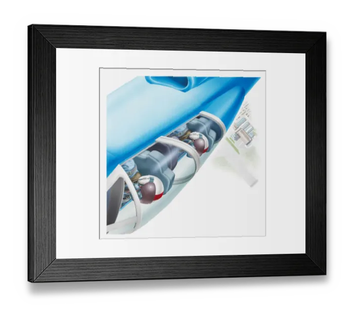 Framed Print : Illustration of pilots inside cockpit of fighter jet